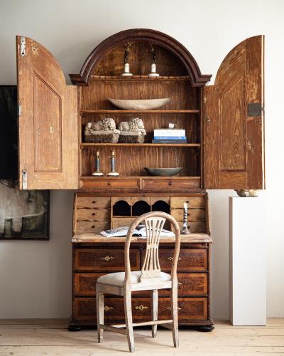 Fine 18th century Swedish Baroque secretary cabinet