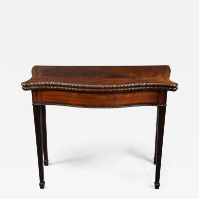 Fine 18thc serpentine mahogany card table of exceptional patina