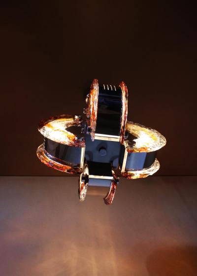 Fine 1970s Glass and Chrome Murano Chandelier