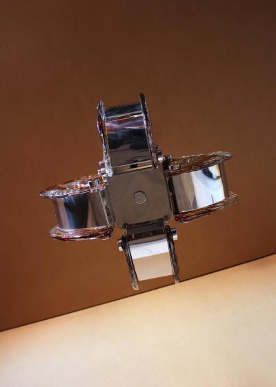 Fine 1970s Glass and Chrome Murano Chandelier