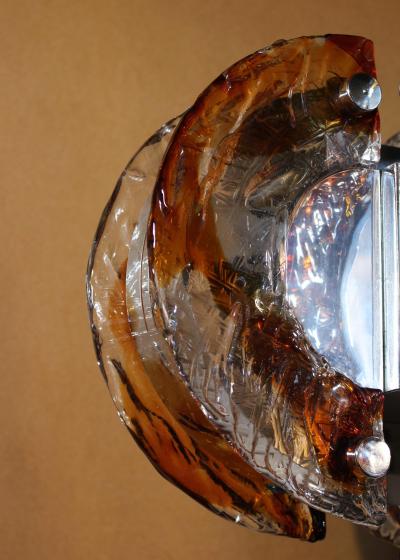 Fine 1970s Glass and Chrome Murano Chandelier