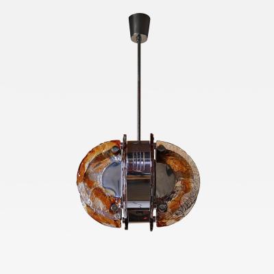 Fine 1970s Glass and Chrome Murano Chandelier