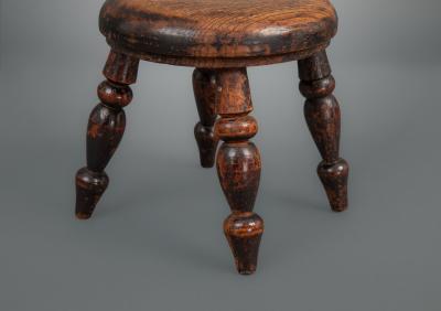 Fine 19th Century Turned Ash Nursery Stool