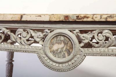 Fine 19th French Century Ivory Painted Center Table with a Marble Top