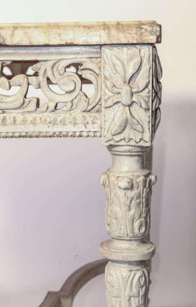 Fine 19th French Century Ivory Painted Center Table with a Marble Top