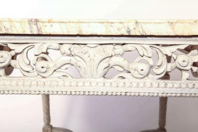 Fine 19th French Century Ivory Painted Center Table with a Marble Top