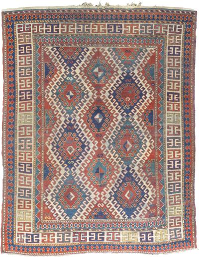 Fine Antique Caucasian Borchelou Kazak Rug 6 0 x 7 7 