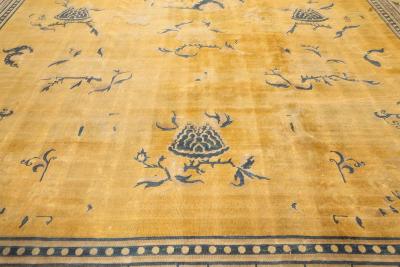 Fine Antique Chinese Golden Yellow Handwoven Wool Rug