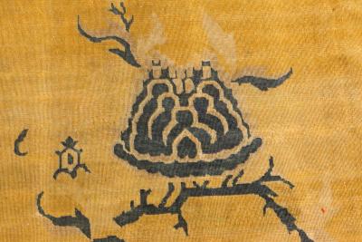 Fine Antique Chinese Golden Yellow Handwoven Wool Rug
