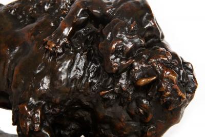 Fine Antique French Bronze Sculpture of Bison and Jaguar by Georges Gardet