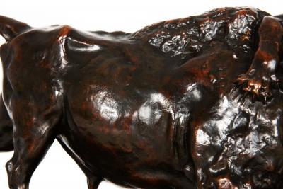 Fine Antique French Bronze Sculpture of Bison and Jaguar by Georges Gardet