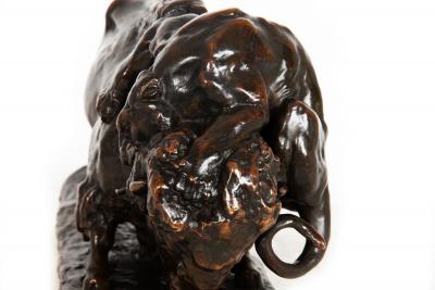 Fine Antique French Bronze Sculpture of Bison and Jaguar by Georges Gardet