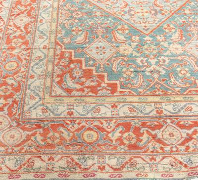 Fine Antique Indian Agra Red and Blue Handmade Rug