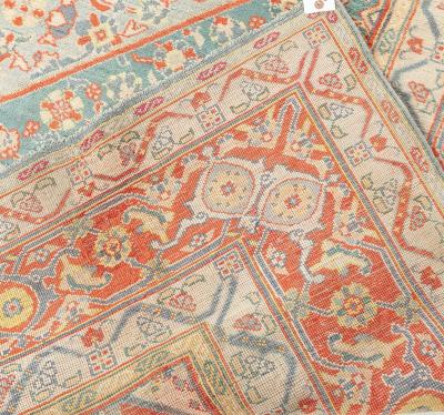 Fine Antique Indian Agra Red and Blue Handmade Rug