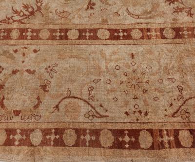 Fine Antique Indian Amritsar Beige Botanic Handmade Wool Rug