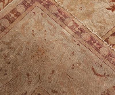 Fine Antique Indian Amritsar Beige Botanic Handmade Wool Rug
