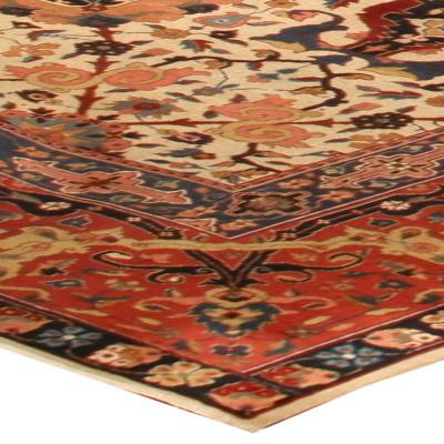 Fine Antique Indian Amritsar Botanic Handmade Wool Rug
