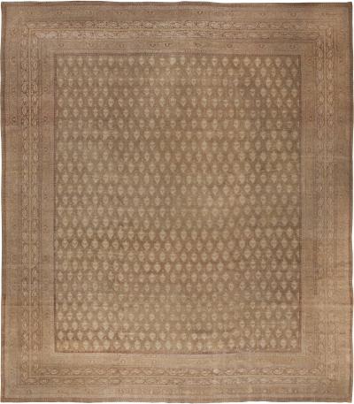 Fine Antique Indian Amritsar Brown Handmade Wool Rug