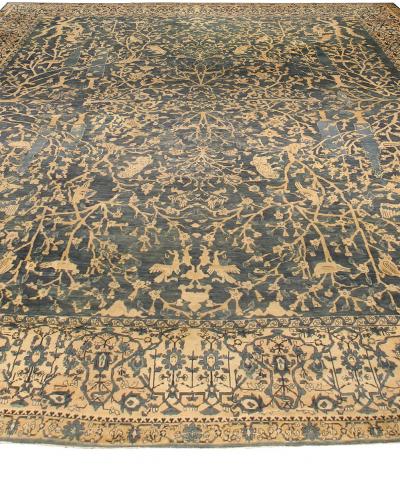 Fine Antique Indian Blue Handmade Wool Rug