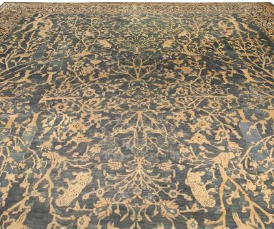 Fine Antique Indian Blue Handmade Wool Rug