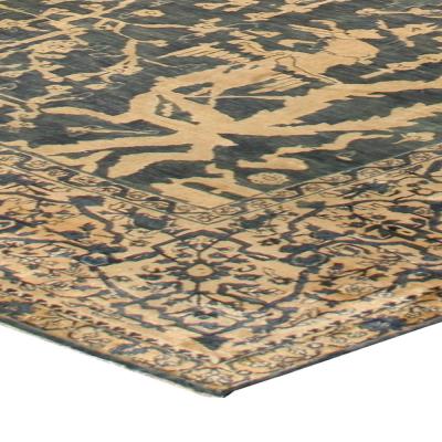 Fine Antique Indian Blue Handmade Wool Rug