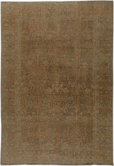 Fine Antique Indian Brown Handmade Wool Rug