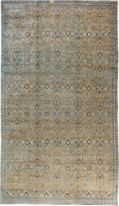 Fine Antique Kirman Botanic Handmade Wool Rug Size Adjusted 