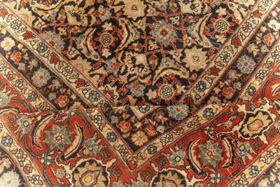 Fine Antique Kirman Rug in Black Red and Yellow