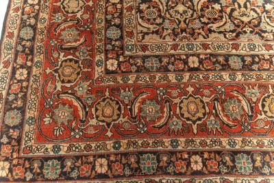 Fine Antique Kirman Rug in Black Red and Yellow