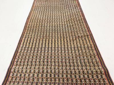 Fine Antique Persian Feraghan Handmade Wool Runner in Beige Blue Brown Red