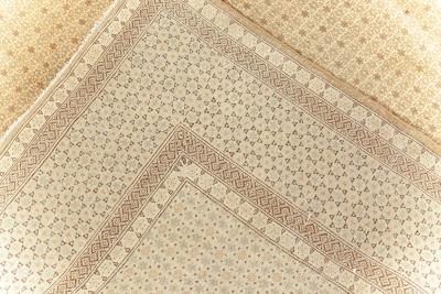 Fine Antique Persian Ghom Beige and Brown Handwoven Wool Rug
