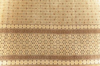 Fine Antique Persian Ghom Beige and Brown Handwoven Wool Rug