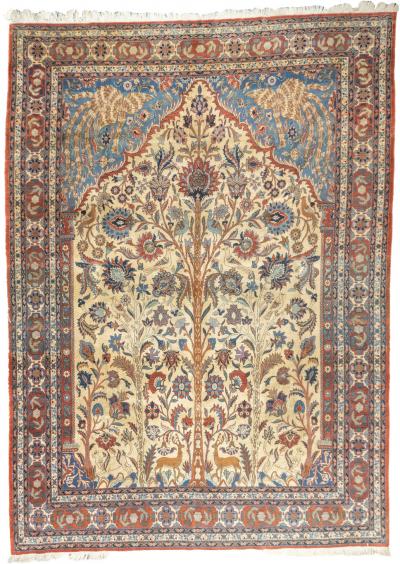 Fine Antique Persian Isfahan Tree of Life Rug 8 5 x 11 8 