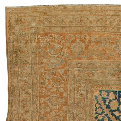 Fine Antique Persian Khorassan Botanic Brown Green Handmade Wool Rug