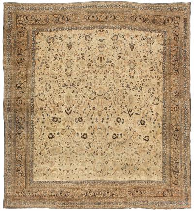 Fine Antique Persian Khorassan Botanic Handmade Wool Rug