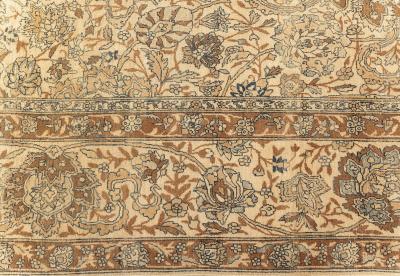 Fine Antique Persian Kirman Beige Blue Brown Handmade Wool Rug