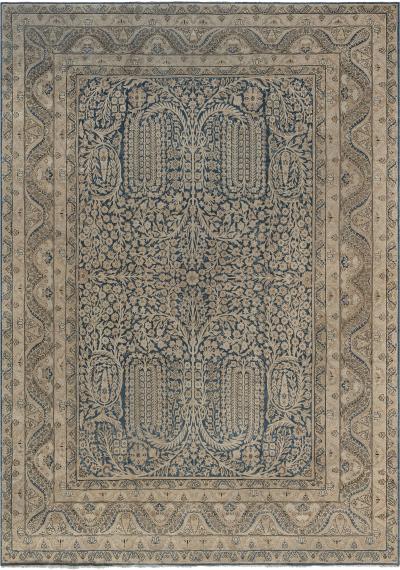 Fine Antique Persian Kirman Blue Handmade Wool Carpet