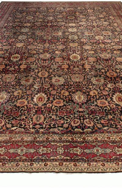 Fine Antique Persian Kirman Botanic Handmade Wool Carpet