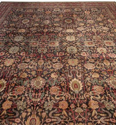 Fine Antique Persian Kirman Botanic Handmade Wool Carpet