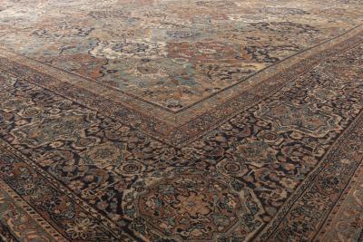 Fine Antique Persian Kirman Botanic Handmade Wool Rug