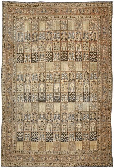 Fine Antique Persian Kirman Botanic Handmade Wool Rug