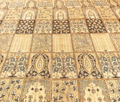 Fine Antique Persian Kirman Botanic Handmade Wool Rug