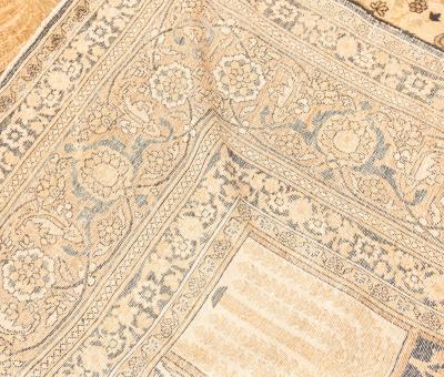 Fine Antique Persian Kirman Botanic Handmade Wool Rug