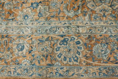 Fine Antique Persian Kirman Brown Blue Handmade Wool Carpet