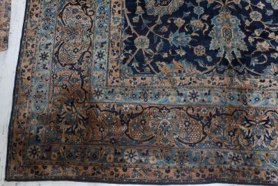 Fine Antique Persian Kirman Brown Blue Handmade Wool Rug