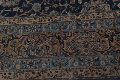 Fine Antique Persian Kirman Brown Blue Handmade Wool Rug