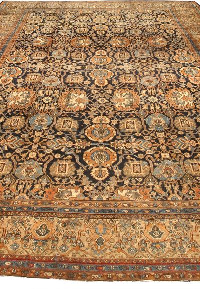Fine Antique Persian Malayer Bold Handmade Wool Rug Size Adjusted 