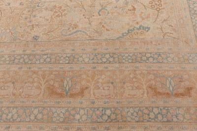 Fine Antique Persian Meshad Animal Hand Knotted Wool Carpet