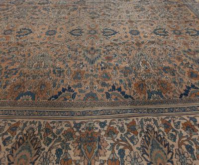 Fine Antique Persian Meshad Botanic Handmade Wool Rug