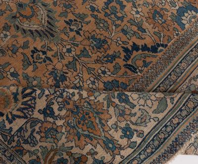 Fine Antique Persian Meshad Botanic Handmade Wool Rug
